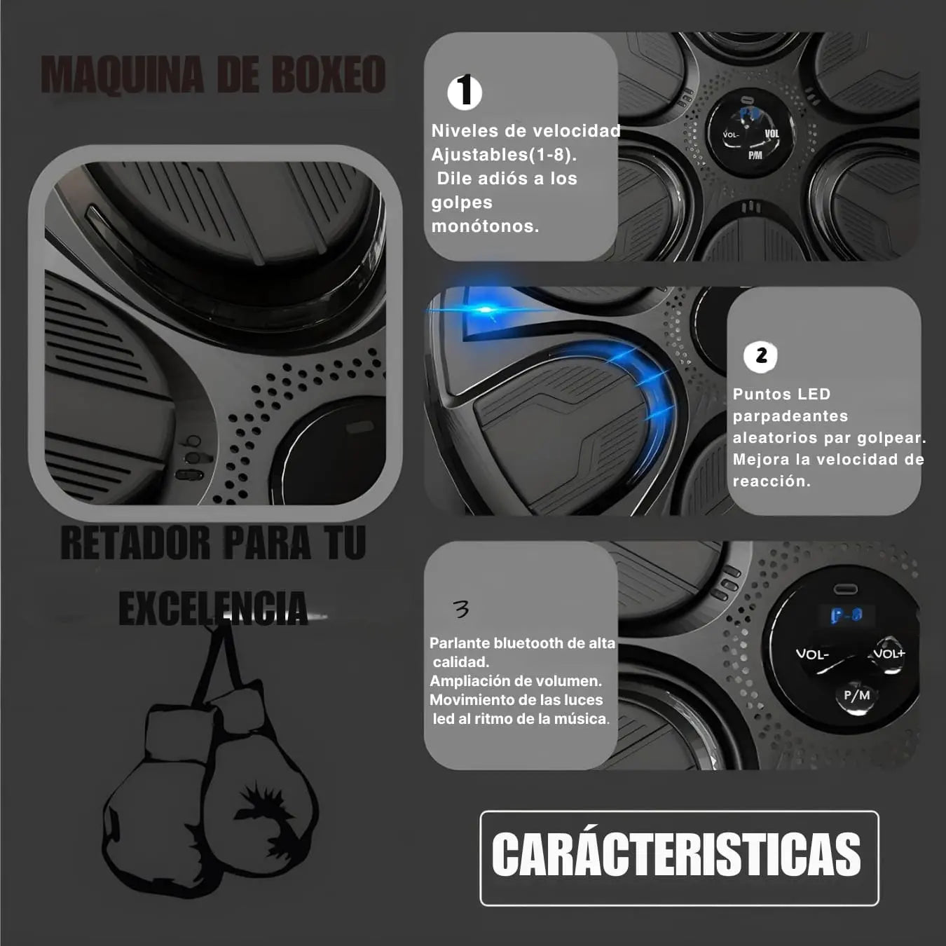 MAQUINA DE BOXEO MUSICAL CON BLUETOOTH